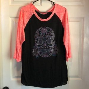 Candy skull 3/4 sleeve top